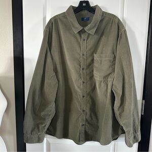 George Olive Green Corduroy Button-Up Shirt | Men’s 3XL